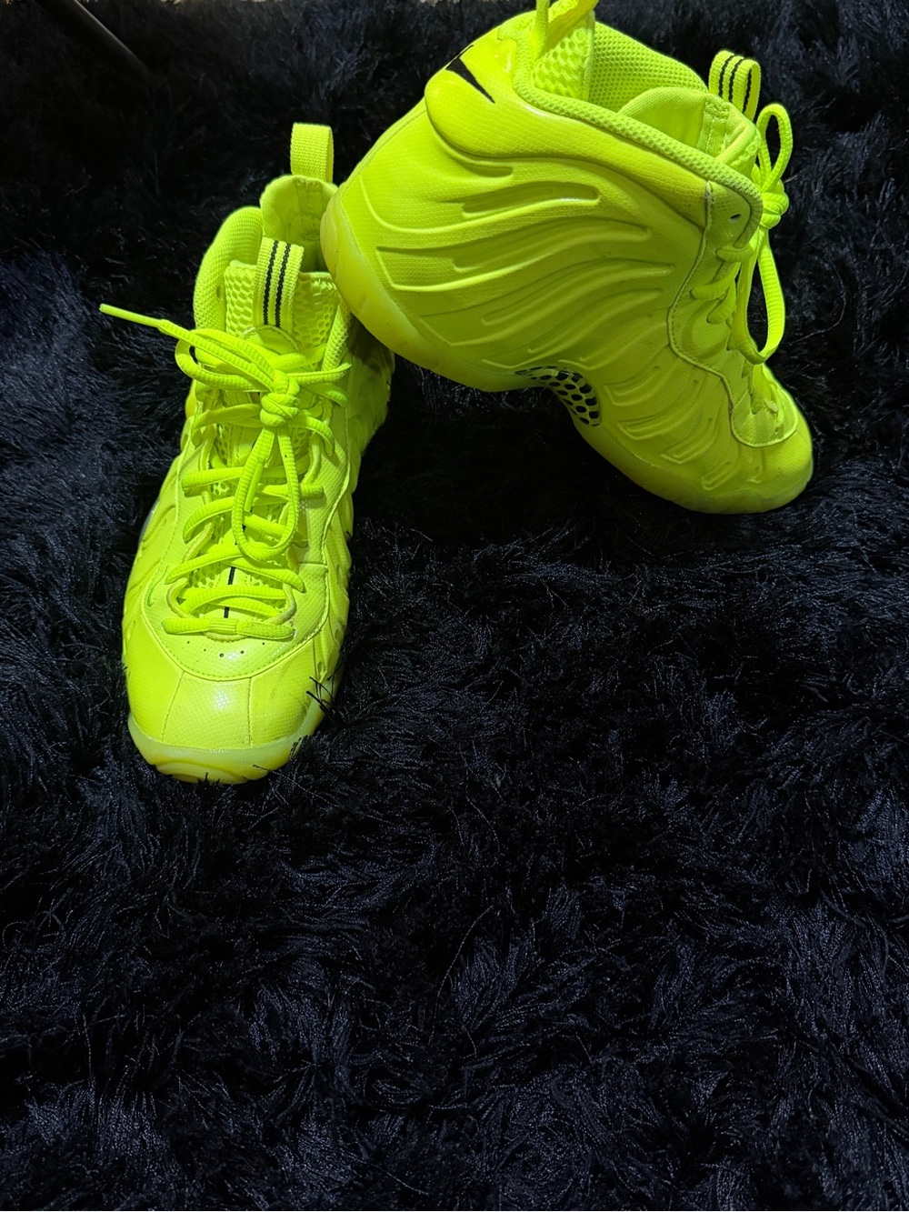 Nike Foamposite Neon Yellow High-Top Performance Sneakers